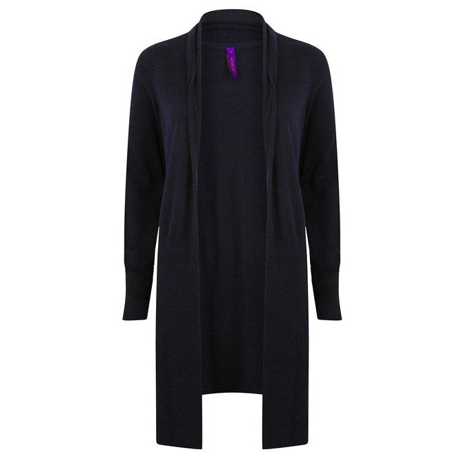 Henbury Women's Longline Open Cardigan 50% Cotton 50% Acrylic Modern Style