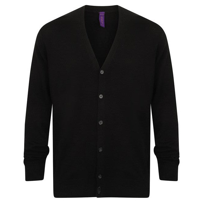 Henbury V-Button Cardigan 50% Cotton 50% Acrylic Fine Knit Corporate Colours