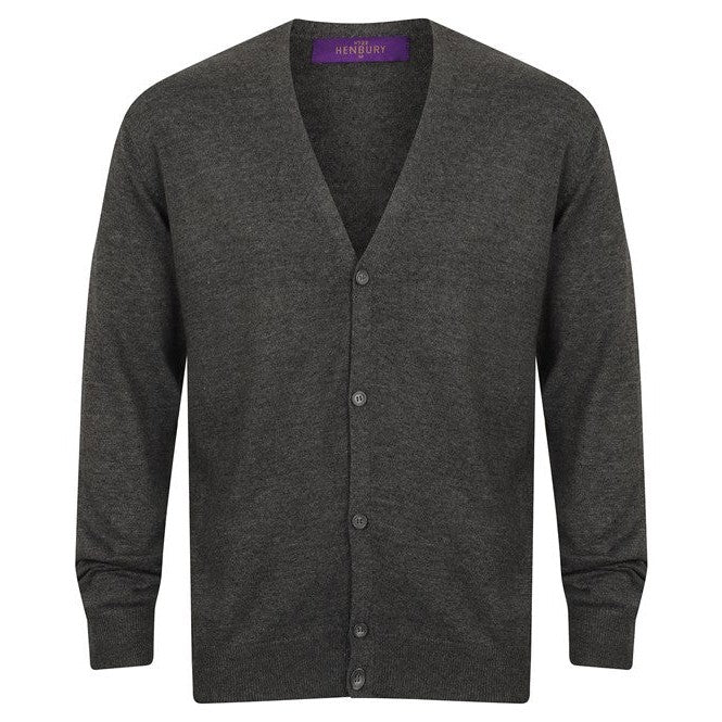 Henbury V-Button Cardigan 50% Cotton 50% Acrylic Fine Knit Corporate Colours