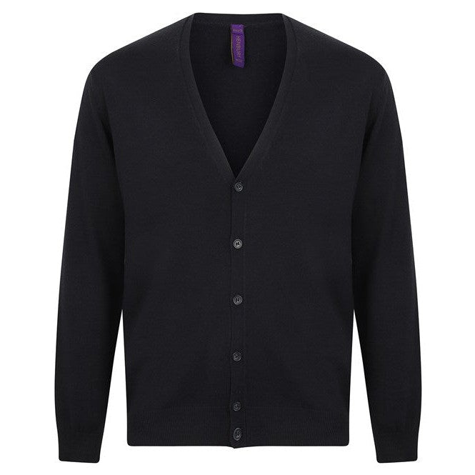 Henbury V-Button Cardigan 50% Cotton 50% Acrylic Fine Knit Corporate Colours