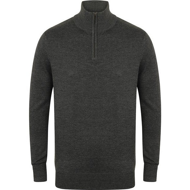 Henbury 1/4 Zip Jumper Fine Knit Cotton Acrylic Corporate Casual Sweater