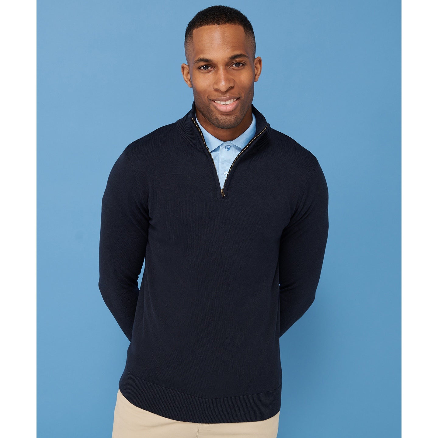 Henbury 1/4 Zip Jumper Fine Knit Cotton Acrylic Corporate Casual Sweater