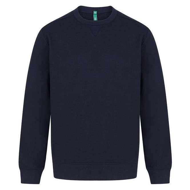 Henbury Unisex Sustainable Sweatshirt Recycled Cotton Polyester Crew Neck