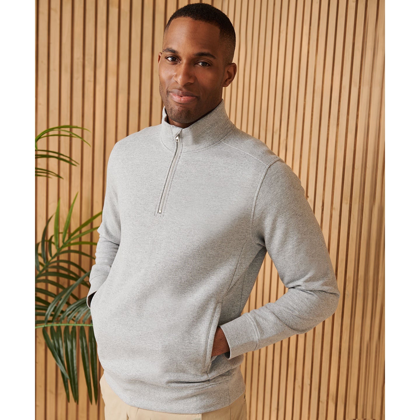 Henbury Unisex Sustainable Â¼ Zip Sweatshirt Recycled Materials Eco-Friendly