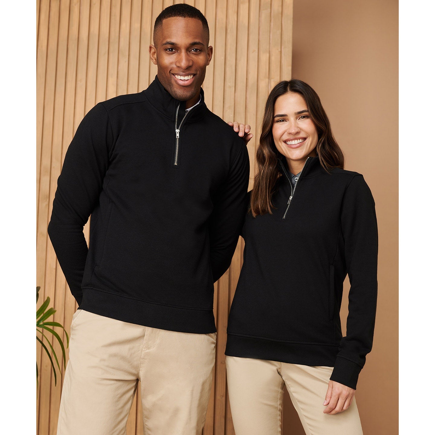 Henbury Unisex Sustainable Â¼ Zip Sweatshirt Recycled Materials Eco-Friendly