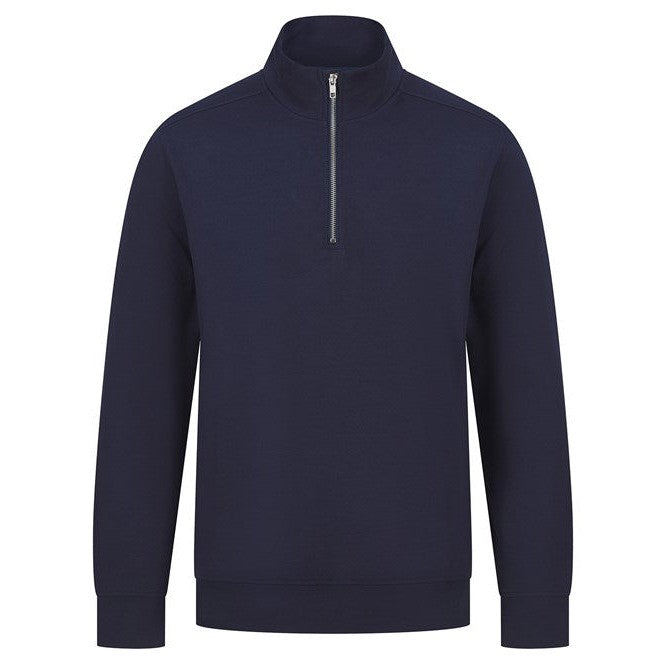 Henbury Unisex Sustainable Â¼ Zip Sweatshirt Recycled Materials Eco-Friendly