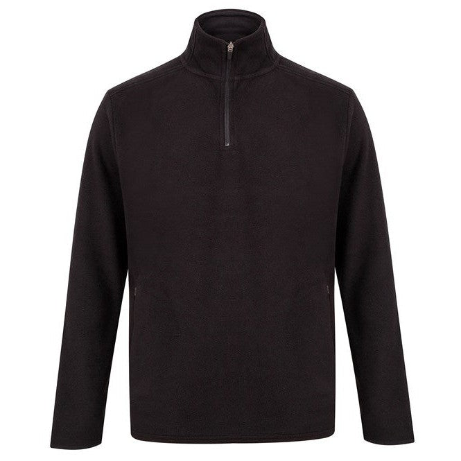 Henbury Quarter Zip Microfleece Jacket Soft Collar Side Pockets Corporate Casual