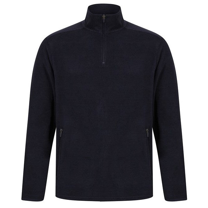 Henbury Quarter Zip Microfleece Jacket Soft Collar Side Pockets Corporate Casual
