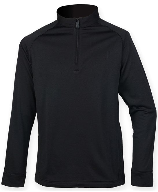 Henbury Quarter Zip Top Wicking Finish Fleece Inner Sportswear Adult Sizes