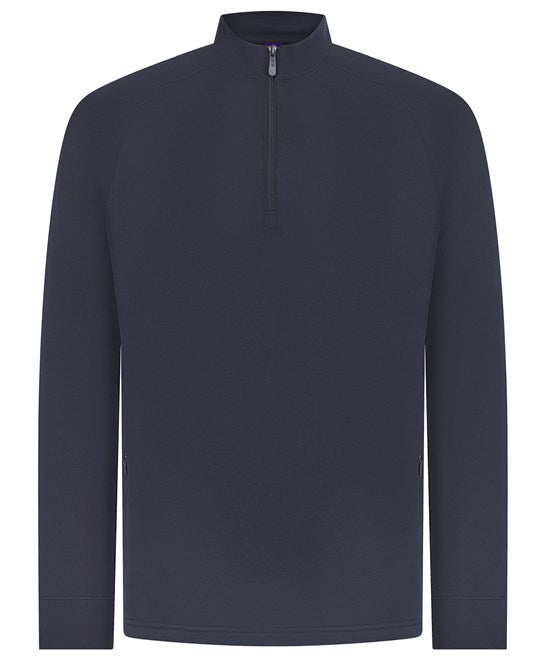 Henbury Quarter Zip Top Wicking Finish Fleece Inner Sportswear Adult Sizes