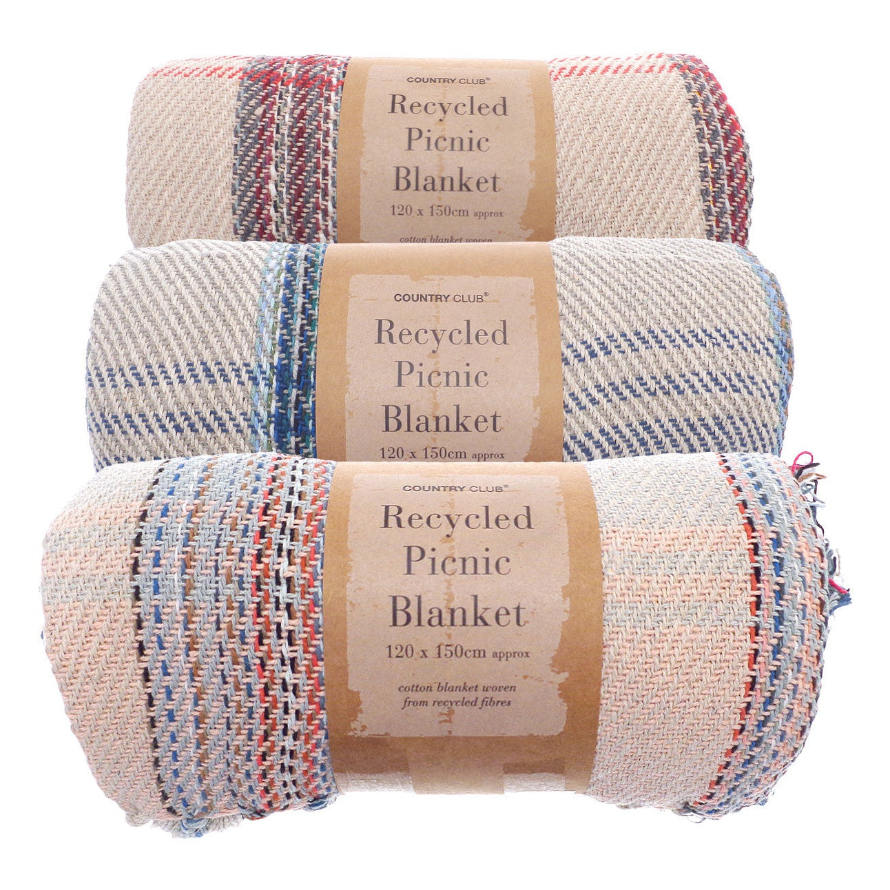 Eco-Friendly Recycled Cotton Picnic Blanket 120x150cm Durable Sustainable
