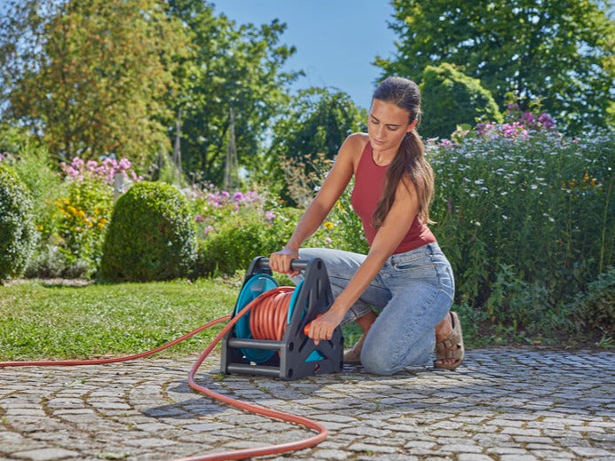 Gardena Basic Hose Reel Set 20m with Nozzle Tap Connector and Connectors