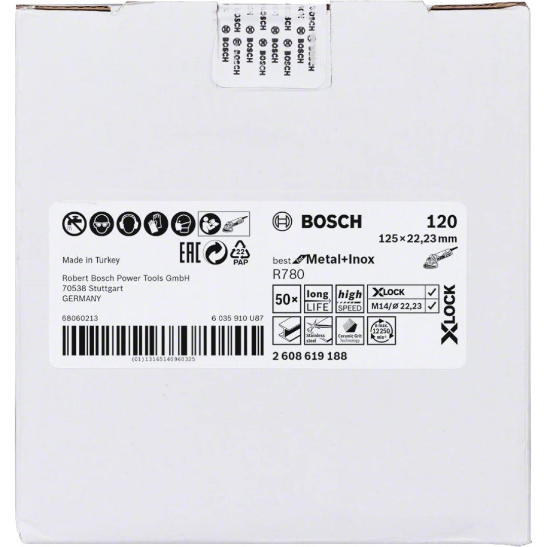 Bosch Professional X-LOCK Fibre Disc R780 for Metal and Inox, 125 x 22.23 mm, G125