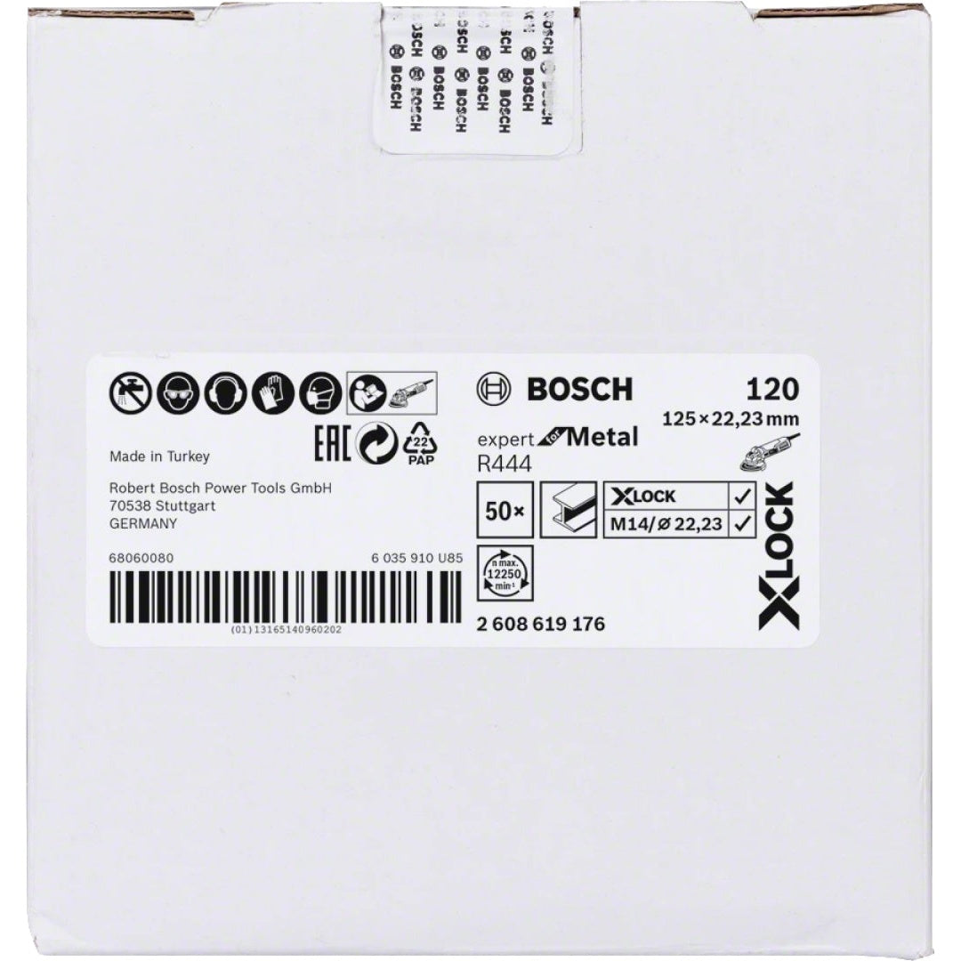 Bosch X-LOCK 125mm G 120 R444 Fibre Sanding Discs for Metal - Expert Quality