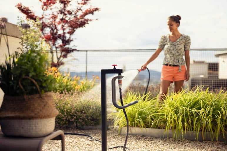 Gardena Liano TapFix Hose Storage for Easy Connection and Damage-Free Setup