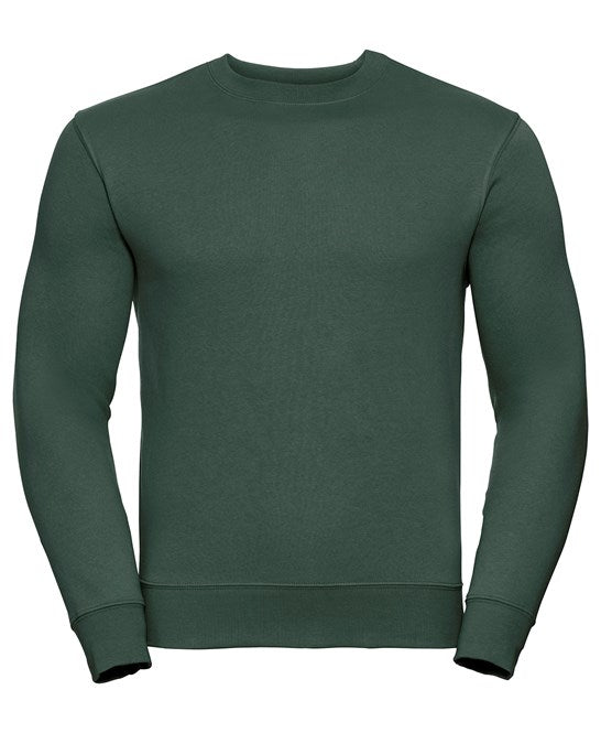 Russell Europe Set-In Sleeve Sweatshirt Bottle Green 80% Cotton Comfortable Fit