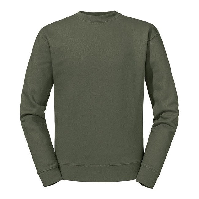 Russell Europe Set-In Sleeve Sweatshirt Olive 80% Cotton Contemporary Fit