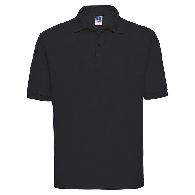 Russell Europe Classic Polycotton Polo Shirt Black Soft Comfortable Fit
