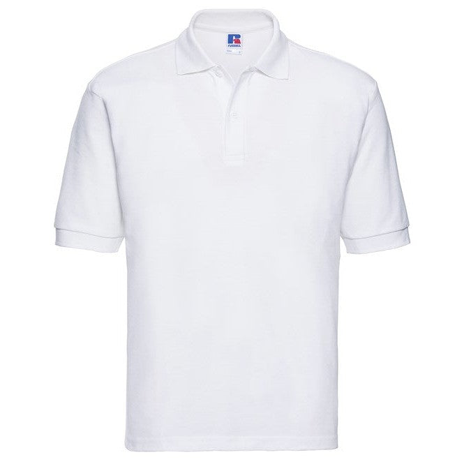 Russell Europe Classic Polycotton Polo Shirt White Soft Comfortable Fit