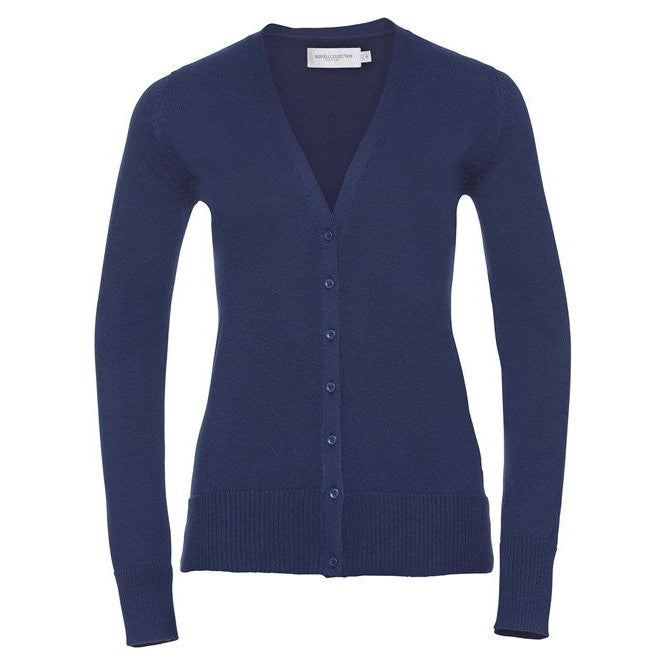 Russell Collection Women's V-Neck Knitted Cardigan Easy-Care Cotton Blend