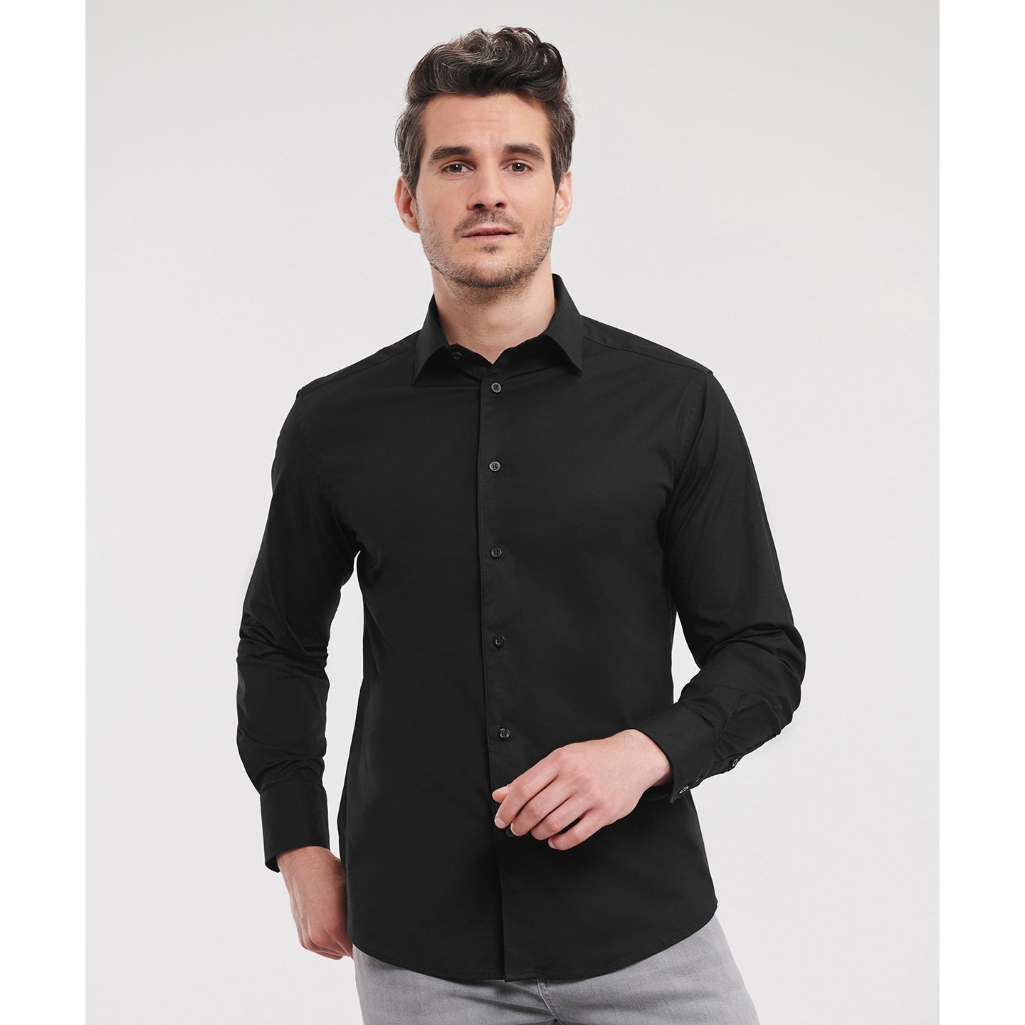 Russell Collection Long Sleeve Fitted Shirt Cotton Stretch Modern Design