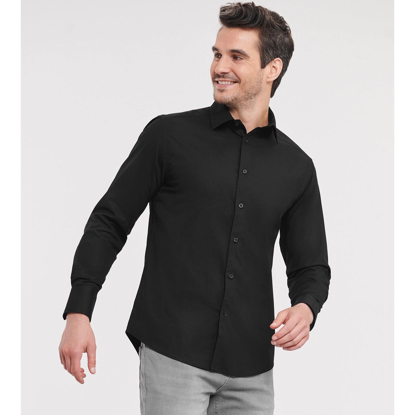 Russell Collection Long Sleeve Fitted Shirt Cotton Stretch Modern Design