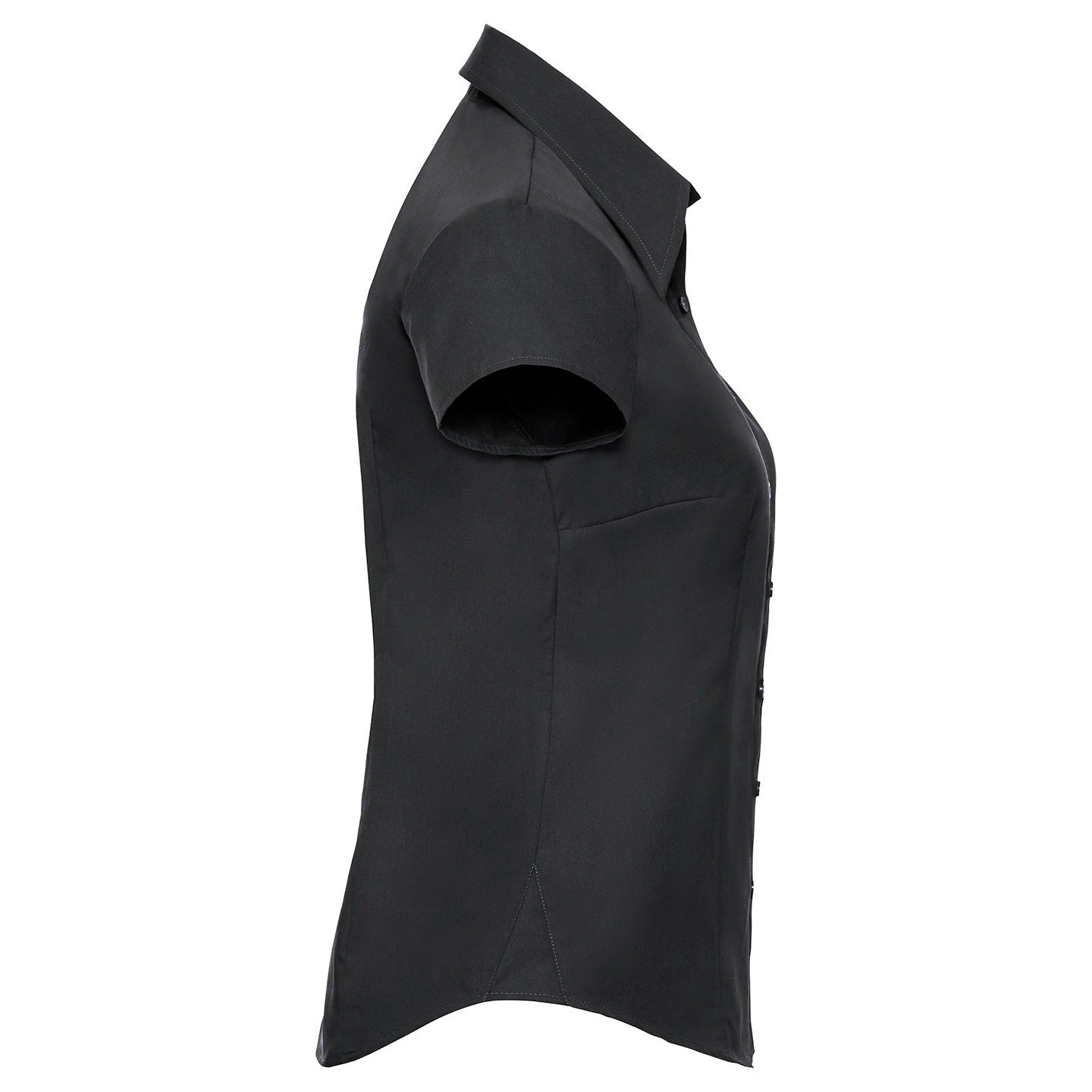 Russell Collection Women's Cap Sleeve Tencel Fitted Shirt with Satin Ribbon