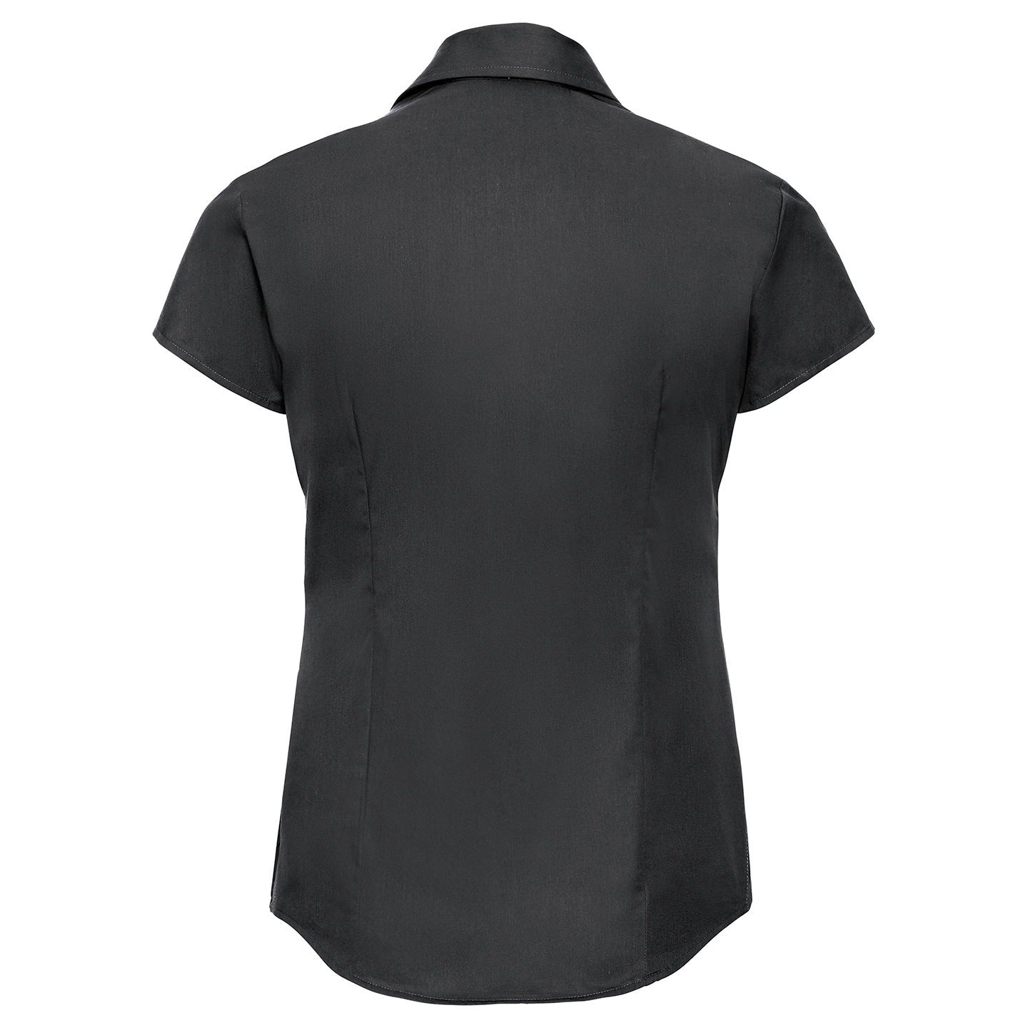 Russell Collection Women's Cap Sleeve Tencel Fitted Shirt with Satin Ribbon
