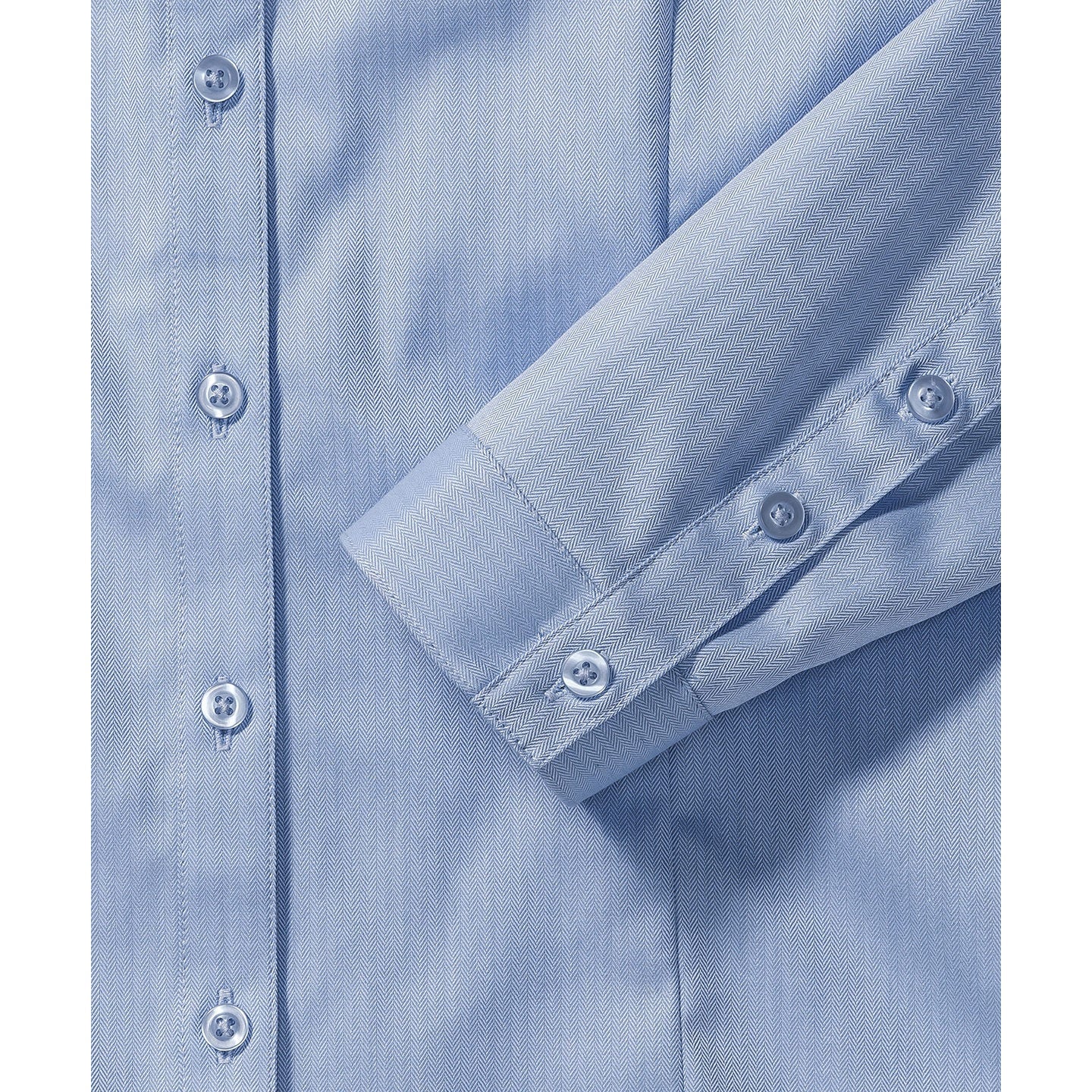 Russell Collection Women's Long Sleeve Herringbone Shirt Fitted Cotton Blend