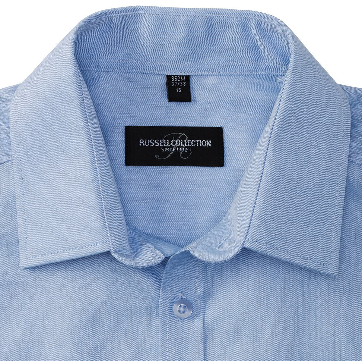 Russell Collection Long Sleeve Herringbone Shirt Tailored Fit Cotton Blend