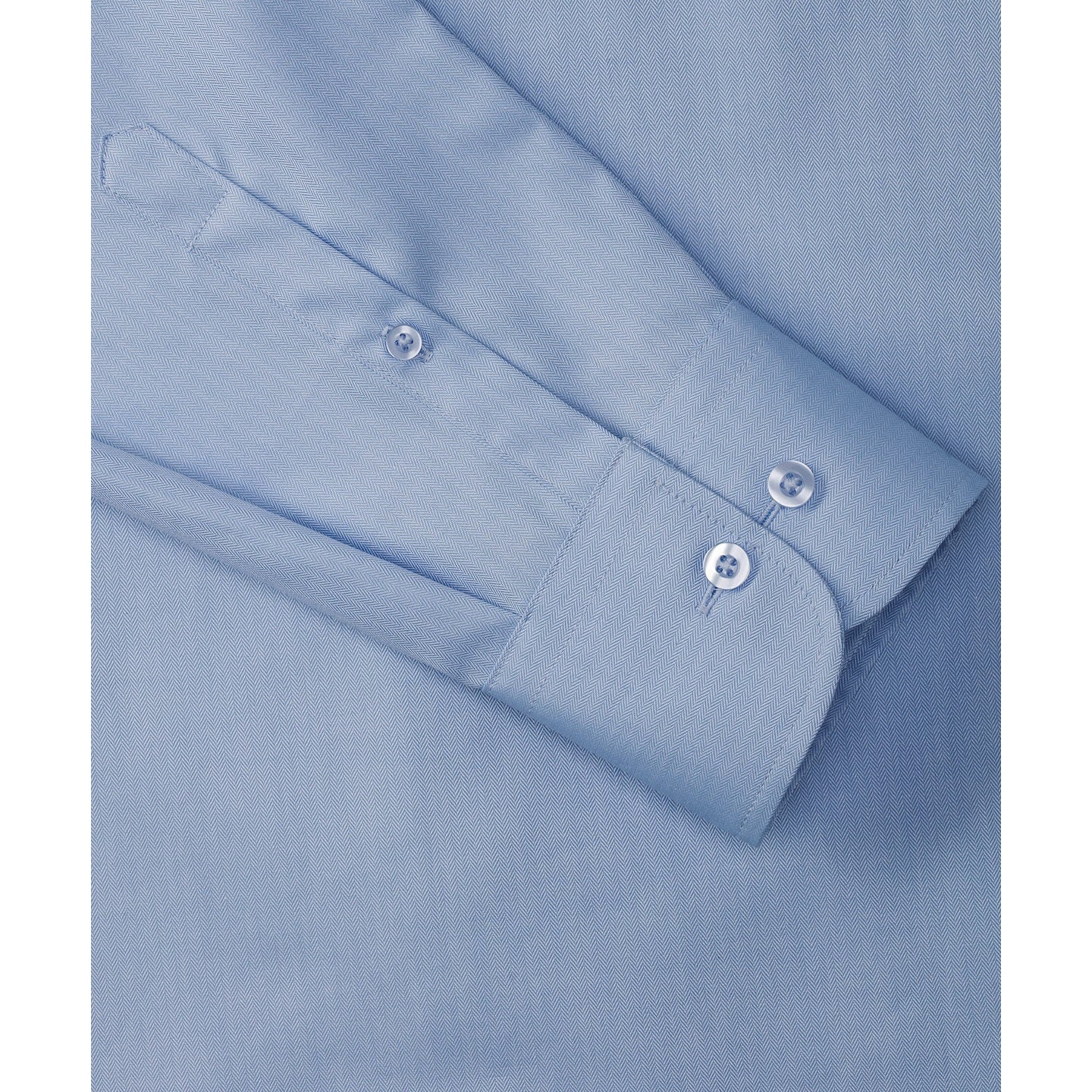 Russell Collection Long Sleeve Herringbone Shirt Tailored Fit Cotton Blend