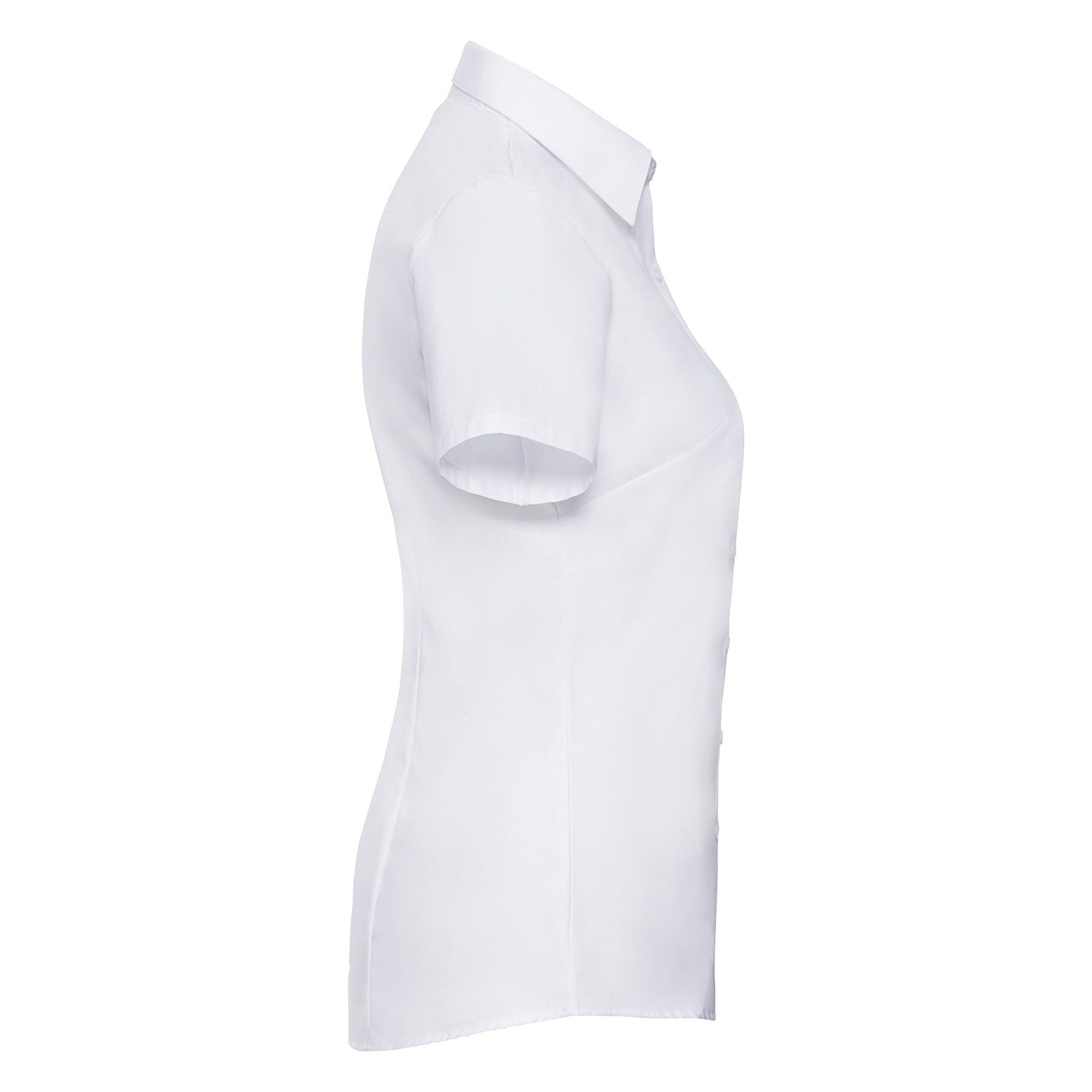 Russell Collection Women's Short Sleeve Herringbone Shirt Fitted Cotton Blend