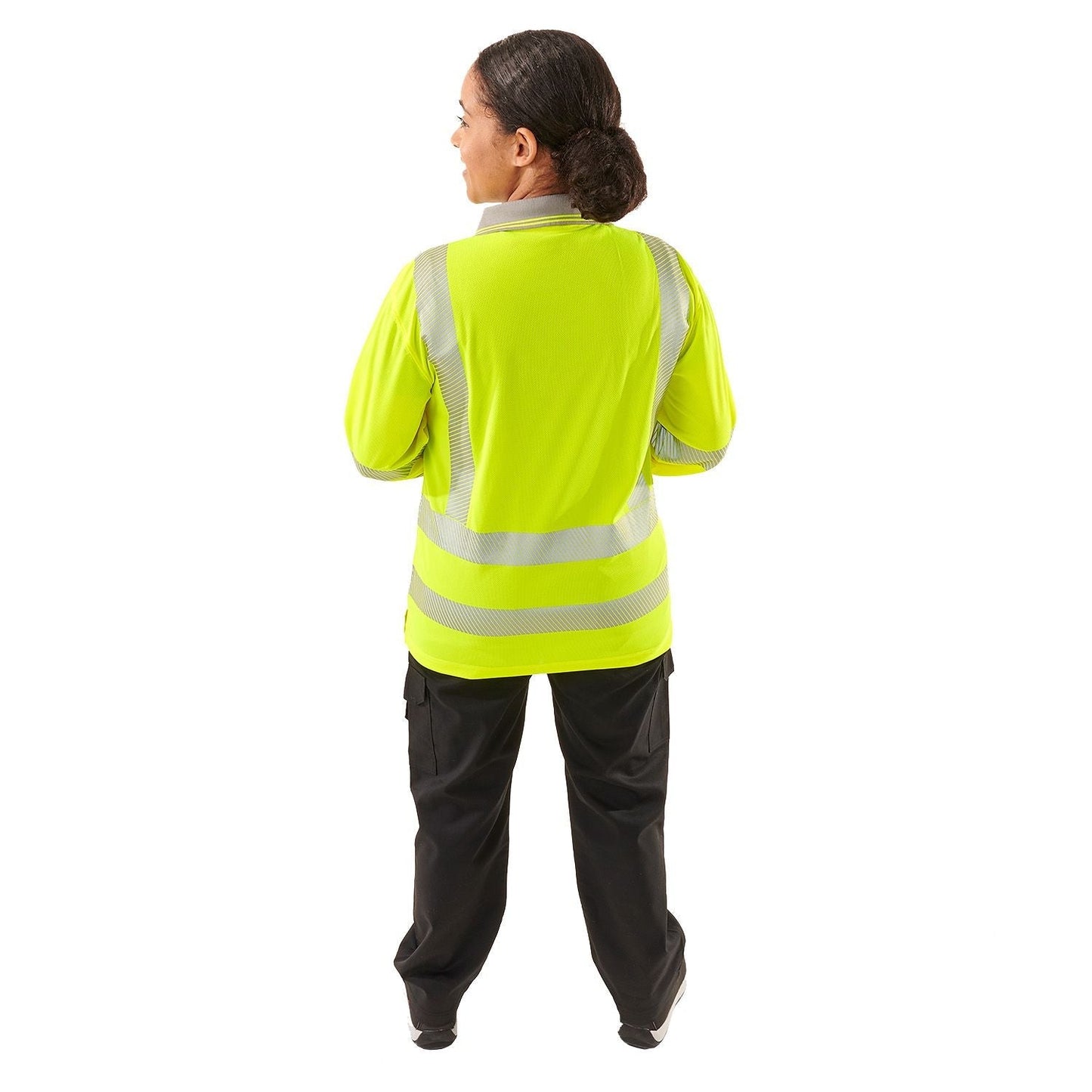Supertouch Ladies Hi Vis Yellow Jaya Long Sleeve Polo with UPF 40+ Protection