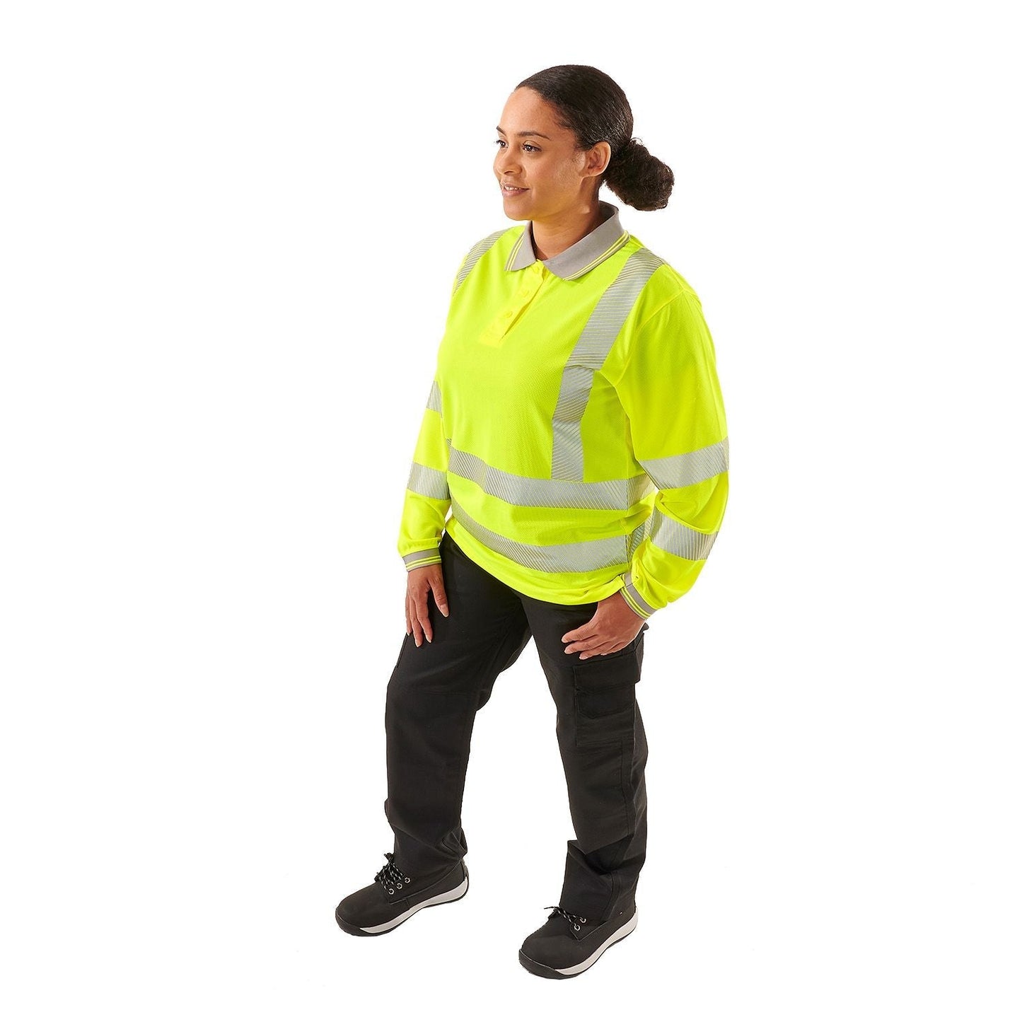 Supertouch Ladies Hi Vis Yellow Jaya Long Sleeve Polo with UPF 40+ Protection