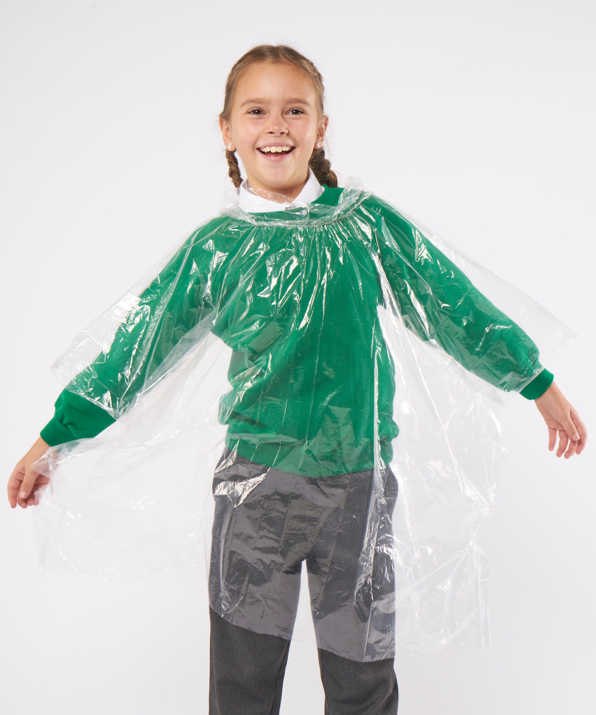 Kids Emergency Hooded Plastic Poncho Lightweight Reusable Waterproof 40"x60"
