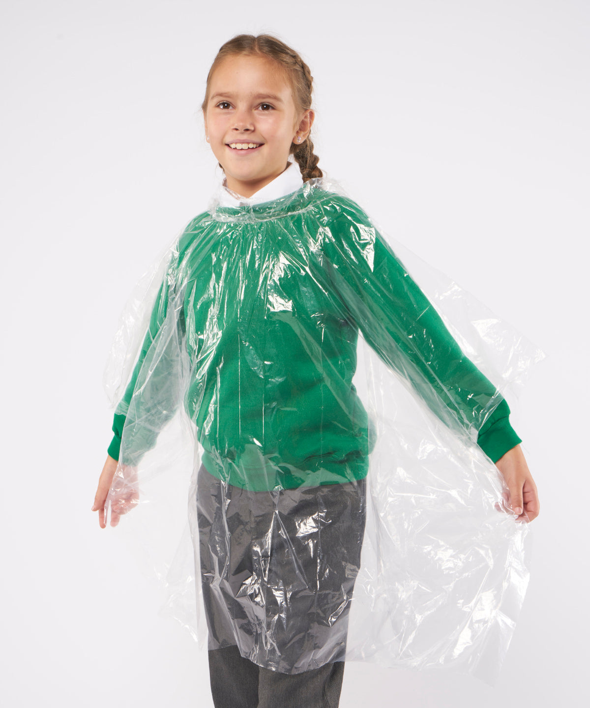 Kids Emergency Hooded Plastic Poncho Lightweight Reusable Waterproof 40"x60"