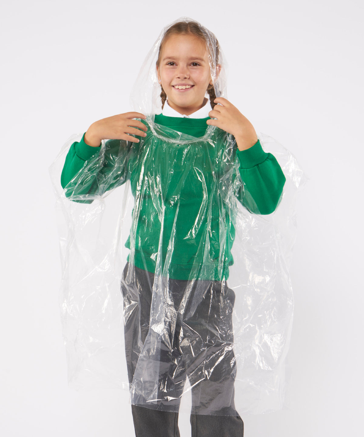 Kids Emergency Hooded Plastic Poncho Lightweight Reusable Waterproof 40"x60"