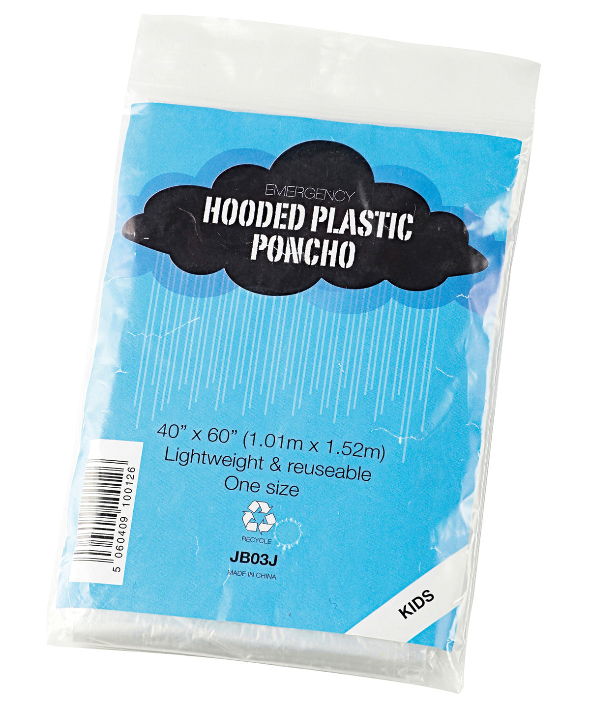 Kids Emergency Hooded Plastic Poncho Lightweight Reusable Waterproof 40"x60"