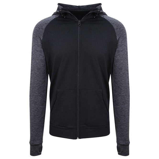 Awdis Just Cool Contrast Zoodie with Adjustable Hood and Thumbholes, Active Fit