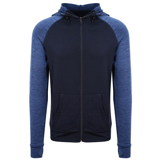 Awdis Just Cool Contrast Zoodie with Adjustable Hood and Thumbholes, Active Fit