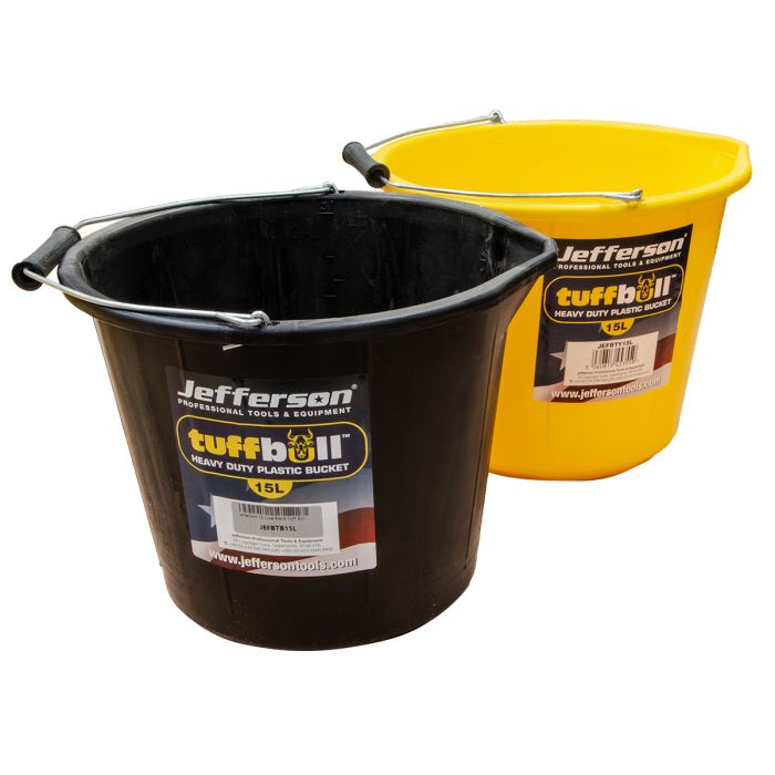Jefferson 15L Tuff-Bull Bucket Heavy Duty Weather Resistant Comfort Grip Handle