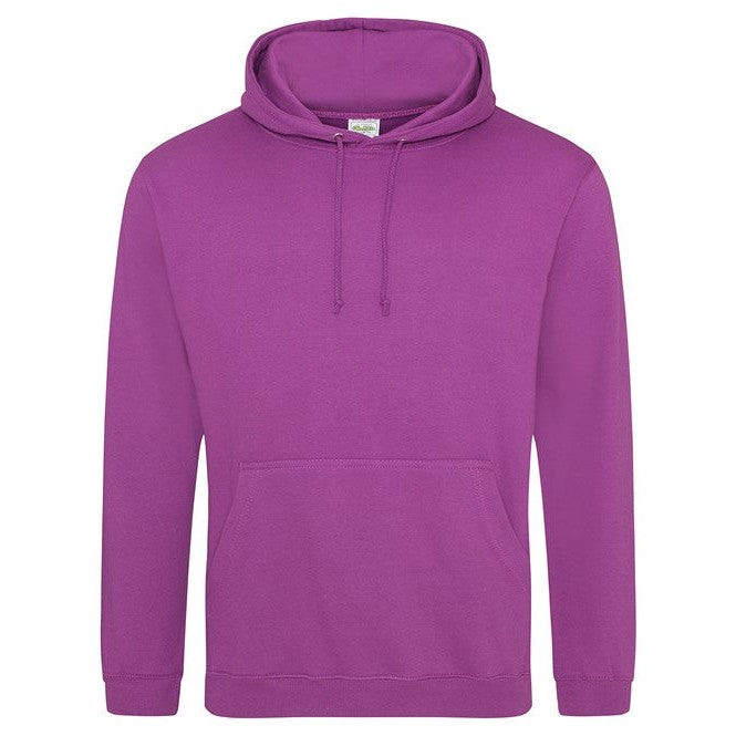 Awdis Just Hoods College Hoodie Magenta Magic Soft Cotton Pouch Pocket