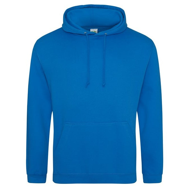 Awdis Just Hoods College Hoodie Sapphire Blue Cotton Blend Kangaroo Pocket