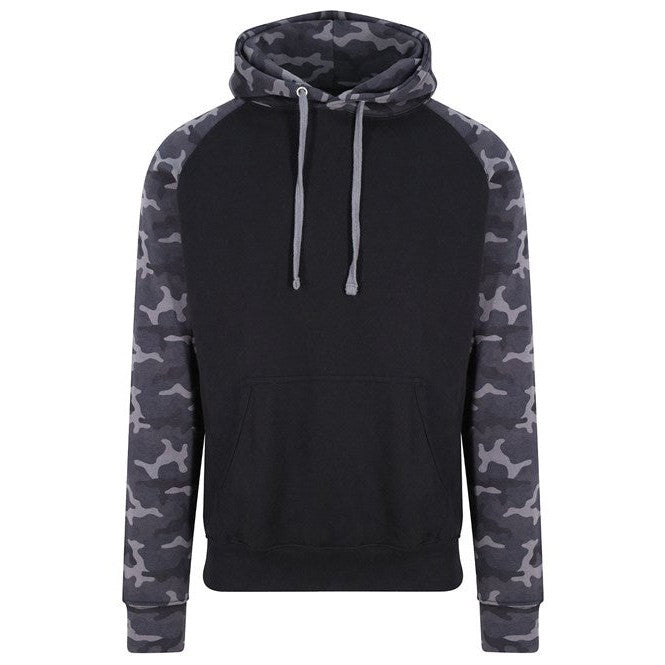 Awdis Just Hoods Baseball Hoodie Contrast Sleeves Kangaroo Pocket S-2XL