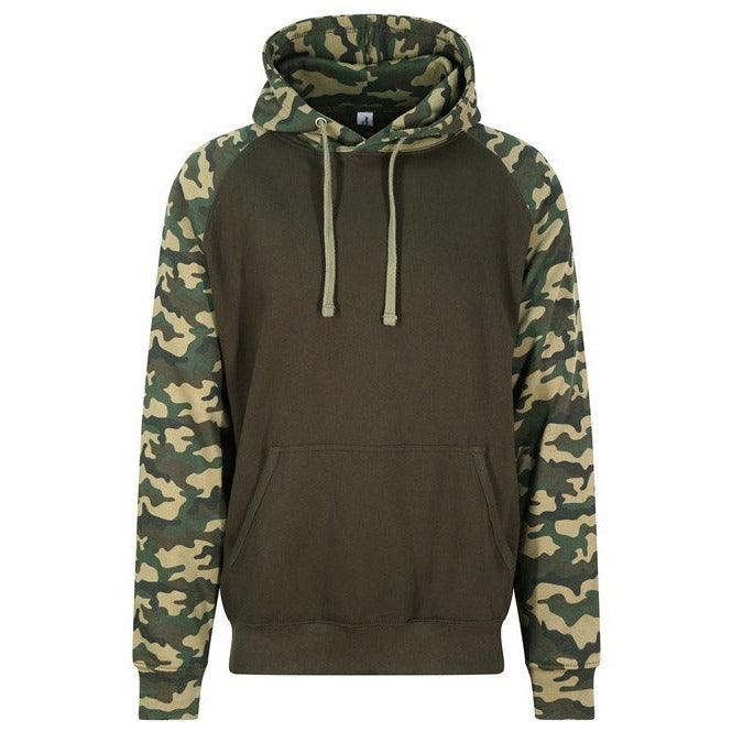 Awdis Just Hoods Baseball Hoodie Contrast Sleeves Kangaroo Pocket S-2XL