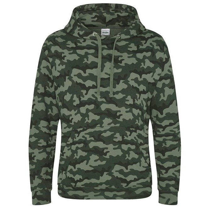 Awdis Just Hoods Camo Hoodie Classic Print Kangaroo Pocket Soft Cotton Blend