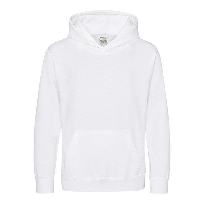 Awdis Just Hoods Kids Hoodie Arctic White Soft Cotton Pouch Pocket Sizes 1-13