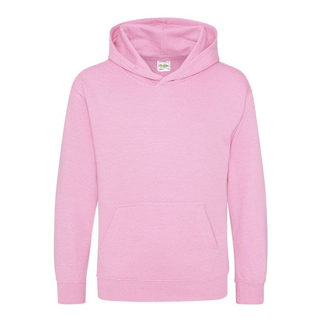 Awdis Just Hoods Kids Hoodie Baby Pink Soft Cotton Pouch Pocket Sizes 1-13