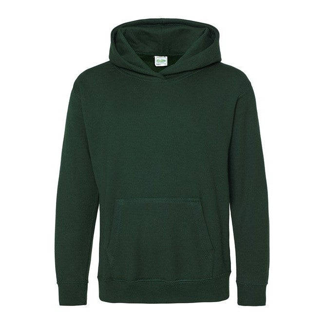 Awdis Just Hoods Kids Hoodie Forest Green Soft Cotton Pouch Pocket Sizes 1-13