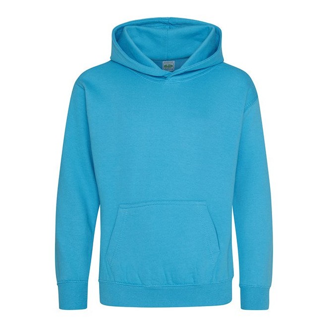Awdis Just Hoods Kids Hoodie Hawaiian Blue Soft Cotton Pouch Pocket Sizes 1-13